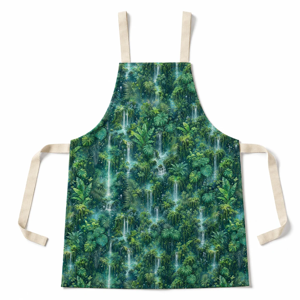Rainforest Mist Waterfall All-Over Print Apron - flat lay