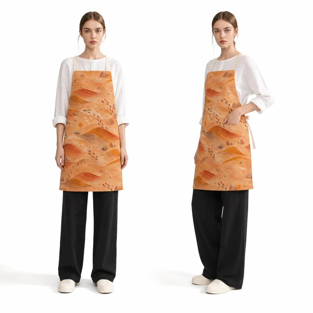 Desert Dune Footprints All-Over Print Apron - worn by model