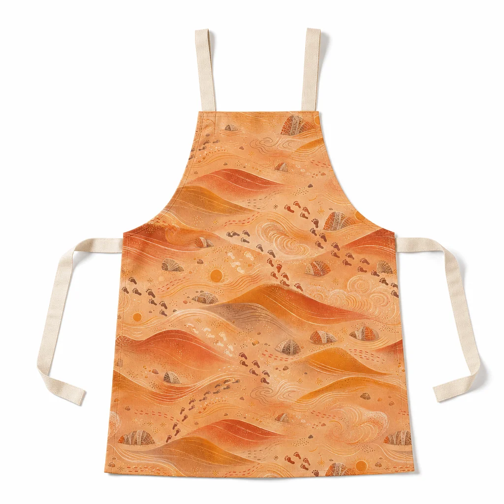 Desert Dune Footprints All-Over Print Apron - flat lay