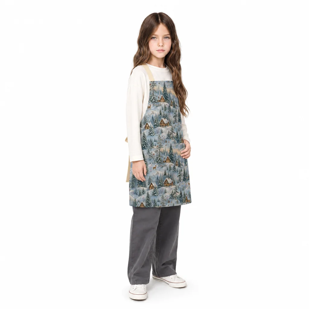 Winter Pine Cabin All-Over Print Apron - worn by model