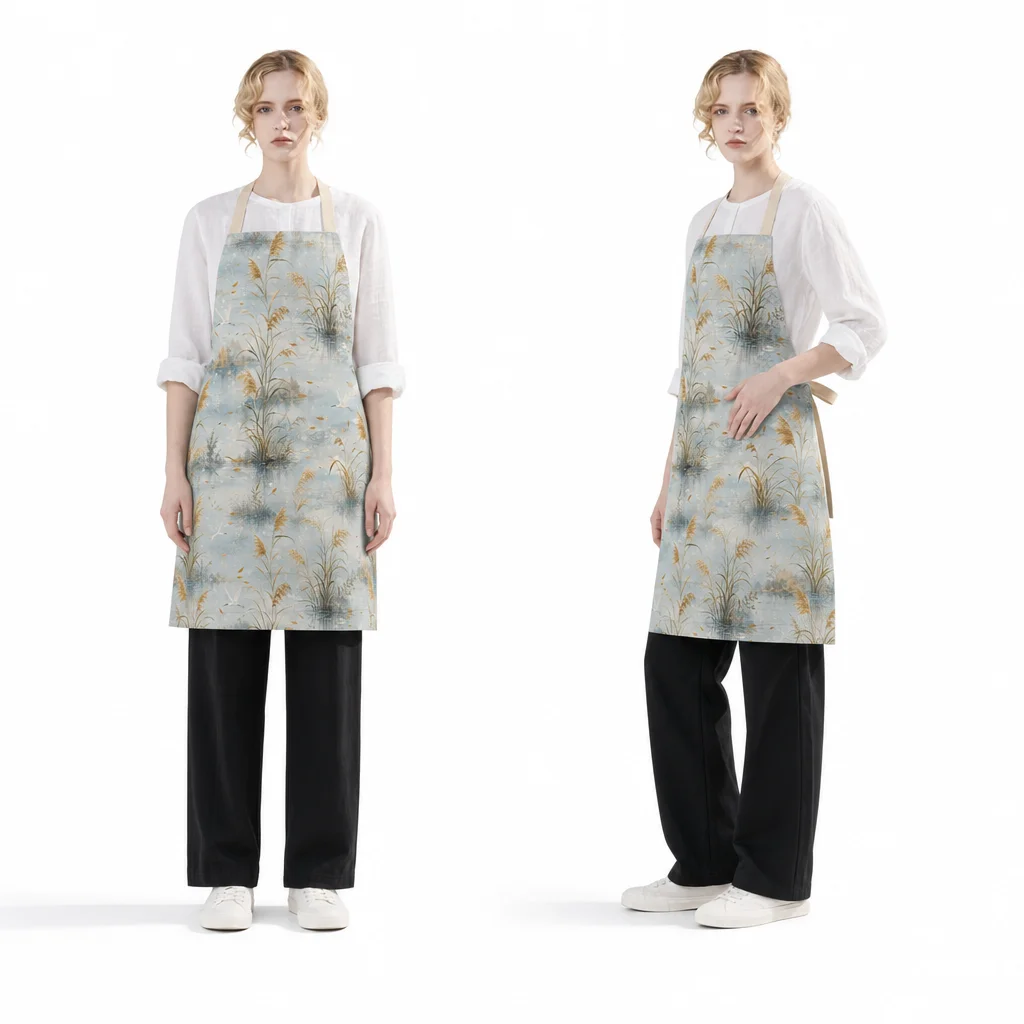 Autumn Lakeside Reeds All-Over Print Apron - worn by model
