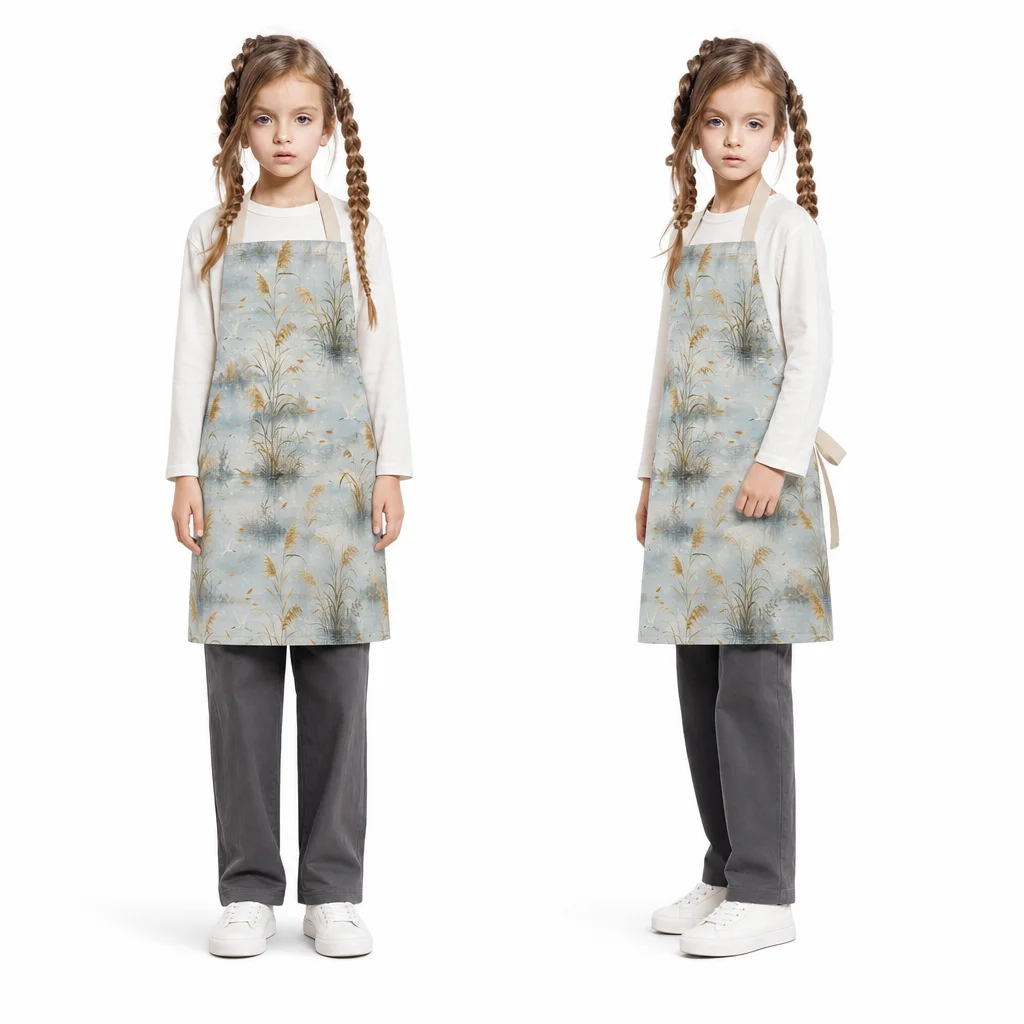 Autumn Lakeside Reeds All-Over Print Apron - worn by model