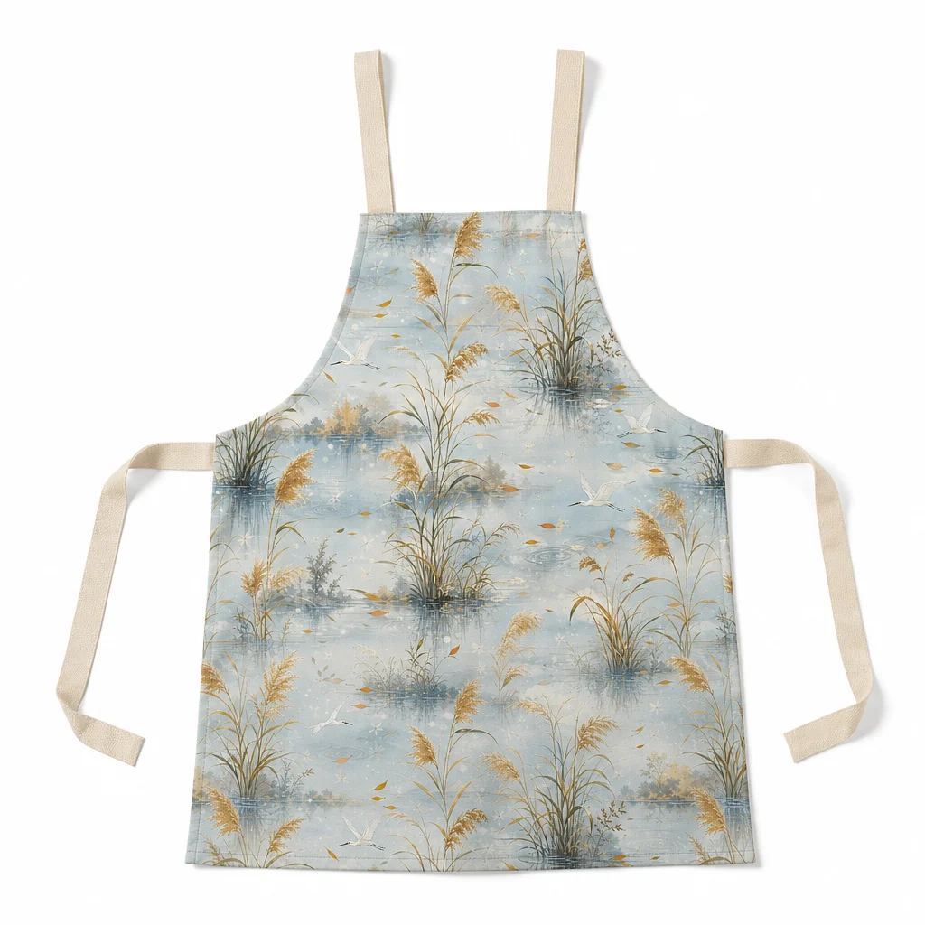 Autumn Lakeside Reeds All-Over Print Apron - flat lay