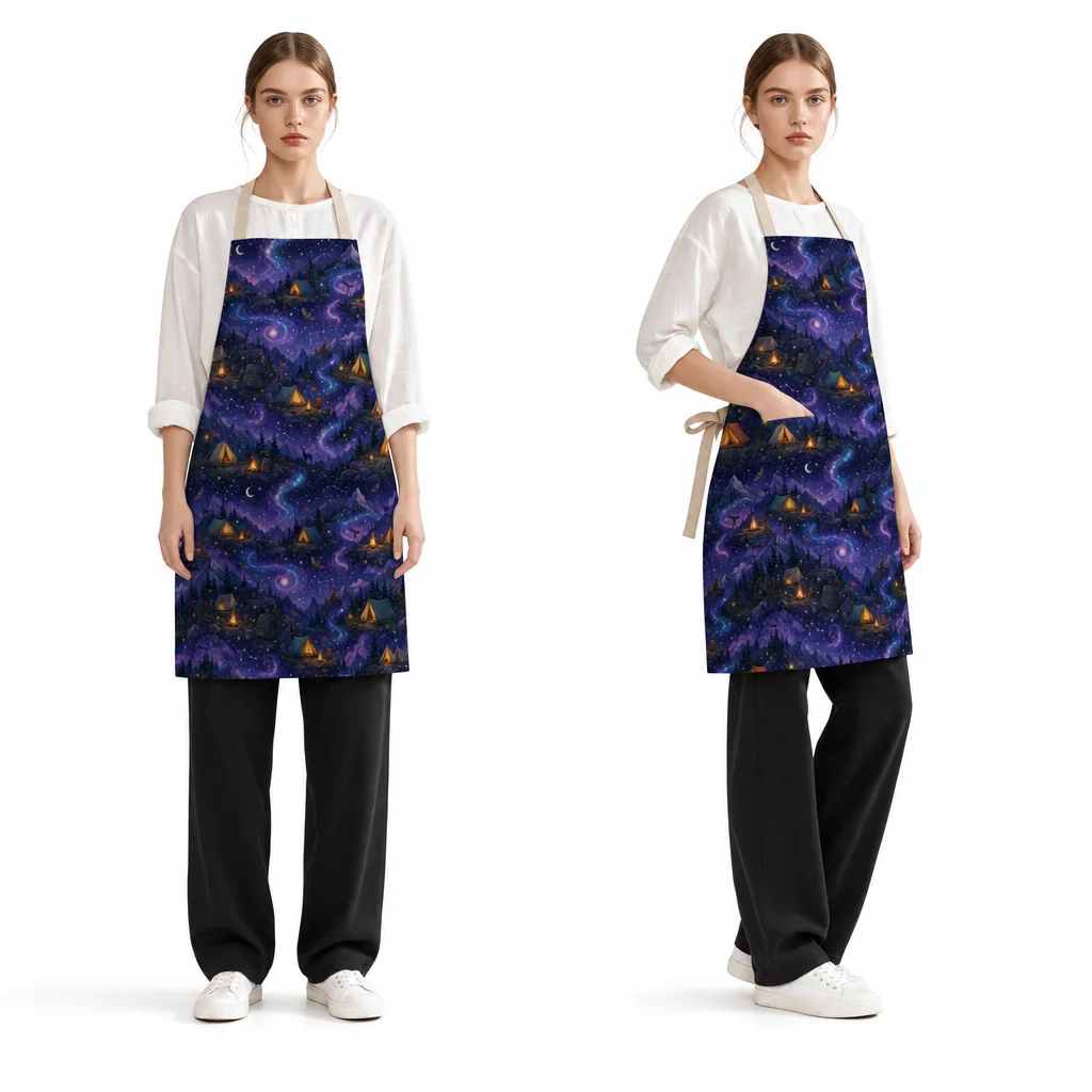 Galaxy Mountain Camping All-Over Print Apron - worn by model