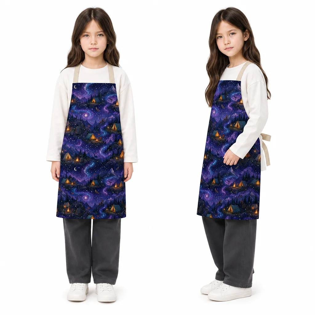 Galaxy Mountain Camping All-Over Print Apron - worn by model