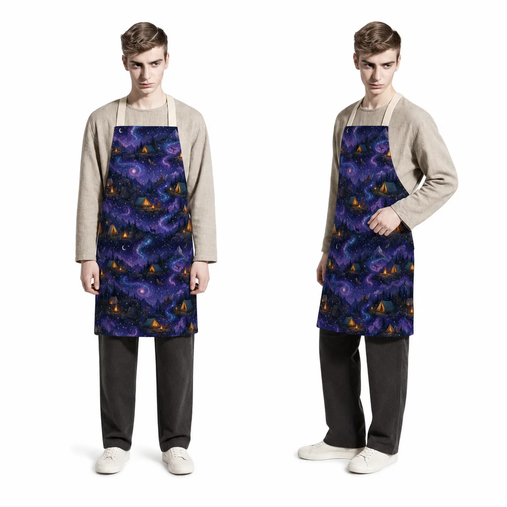 Galaxy Mountain Camping All-Over Print Apron - worn by model