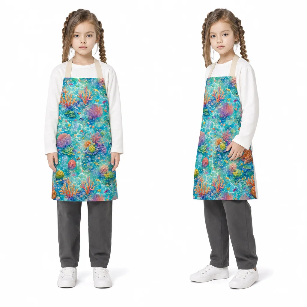 Tropical Coral Reef All-Over Print Apron - worn by model