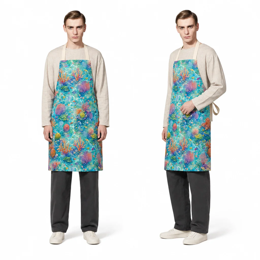 Tropical Coral Reef All-Over Print Apron - worn by model