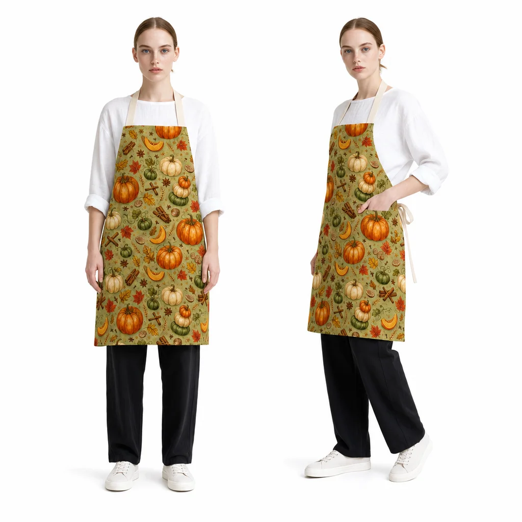 Autumn Pumpkin Spice Harvest All-Over Print Apron - worn by model
