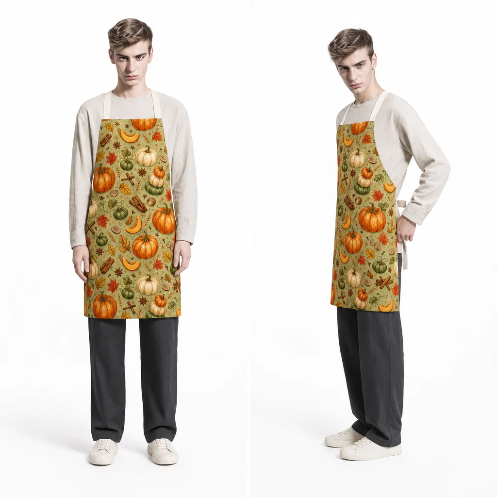 Autumn Pumpkin Spice Harvest All-Over Print Apron - worn by model