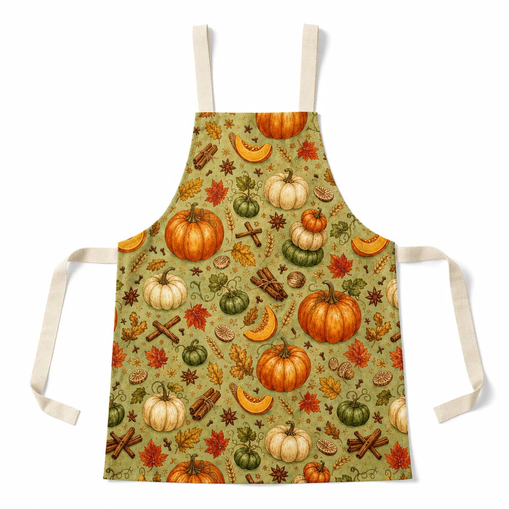 Autumn Pumpkin Spice Harvest All-Over Print Apron - flat lay