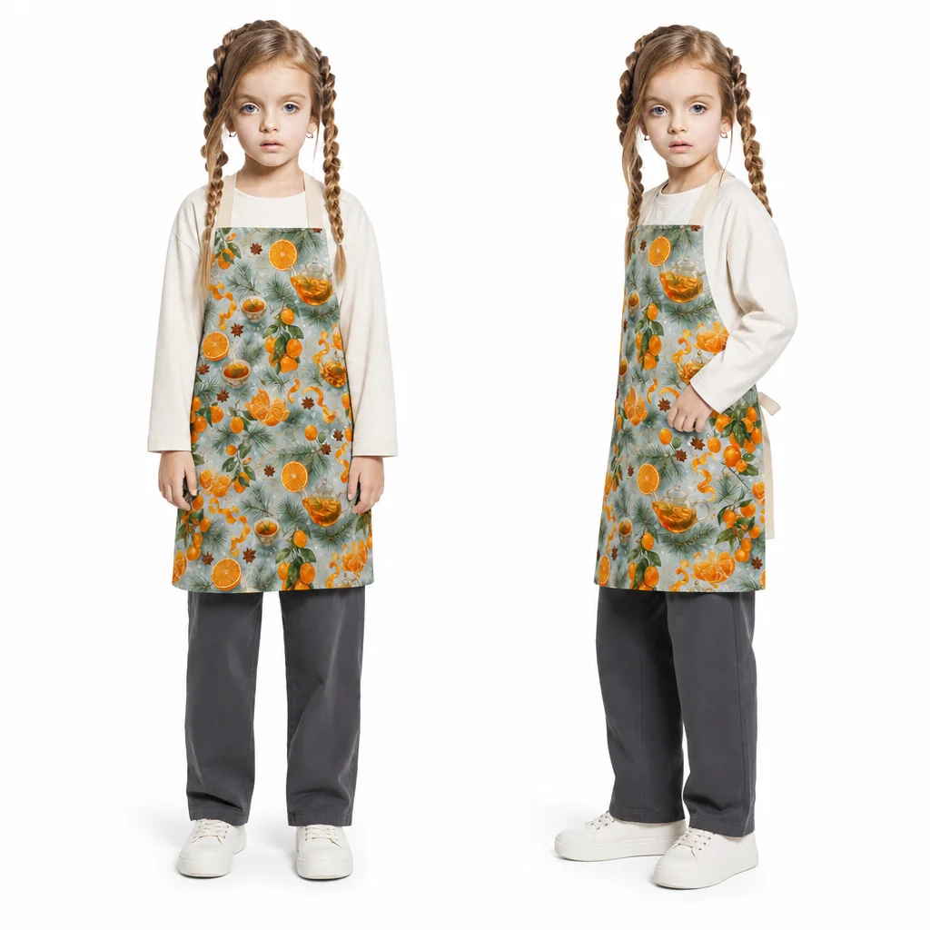 Winter Citrus Pine Tea All-Over Print Apron - worn by model
