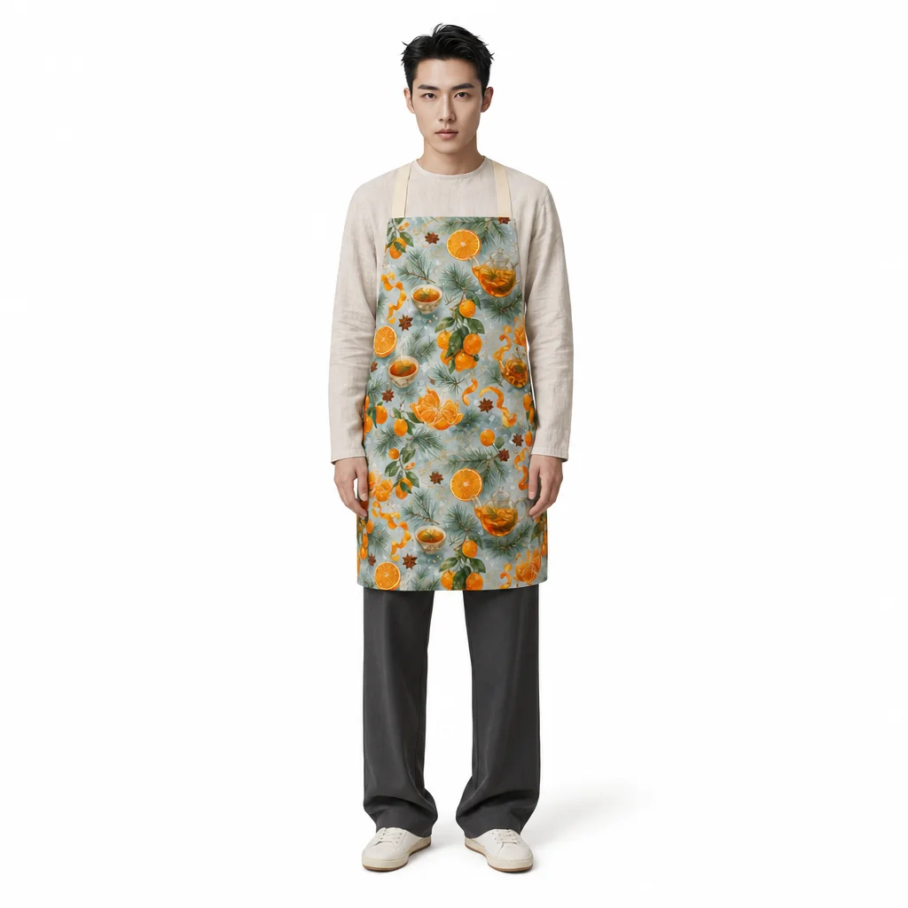 Winter Citrus Pine Tea All-Over Print Apron - worn by model