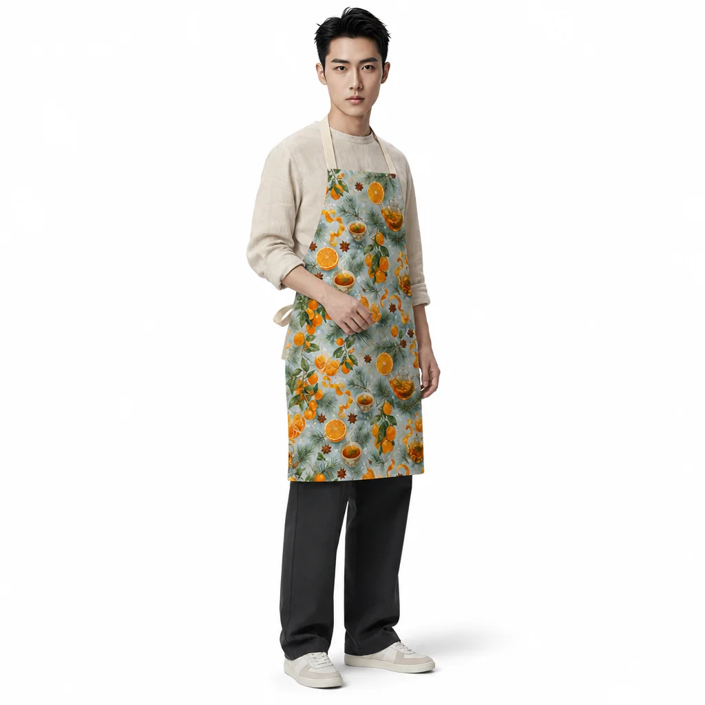 Winter Citrus Pine Tea All-Over Print Apron - worn by model