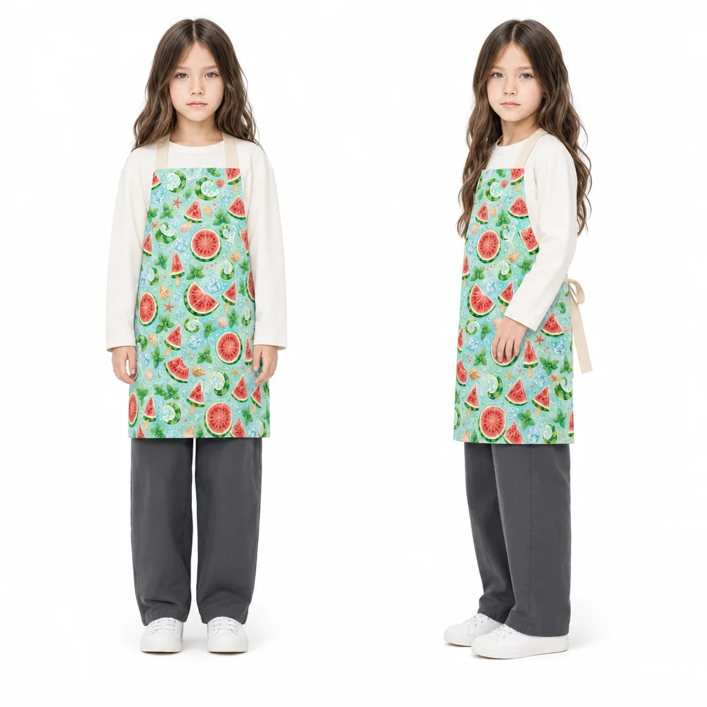 Mint Watermelon Sea Breeze All-Over Print Apron - worn by model
