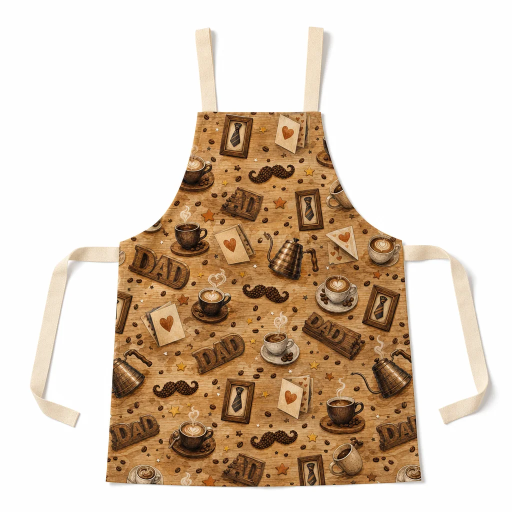 Father's Day Coffee All-Over Print Apron - flat lay