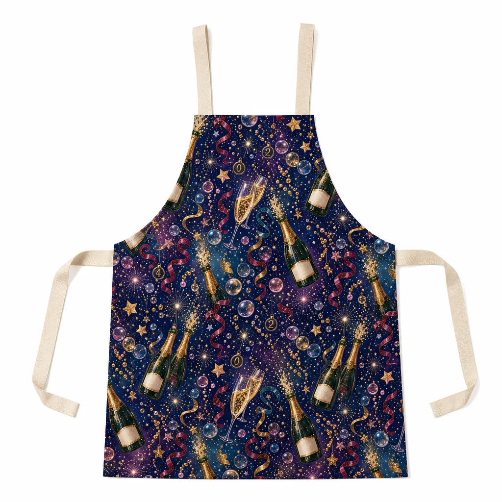 Champagne Starlight Party All-Over Print Apron - flat lay