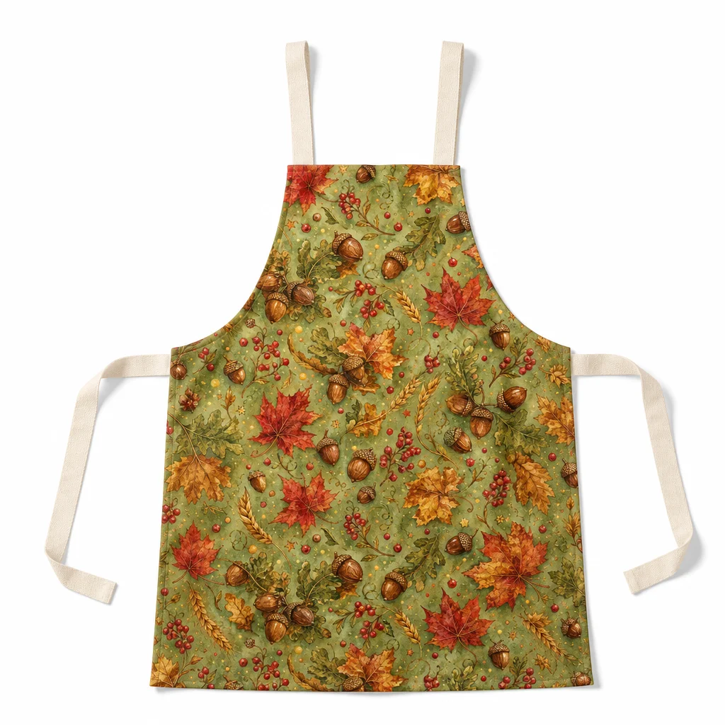 Harvest Woodland Thanksgiving All-Over Print Apron - flat lay