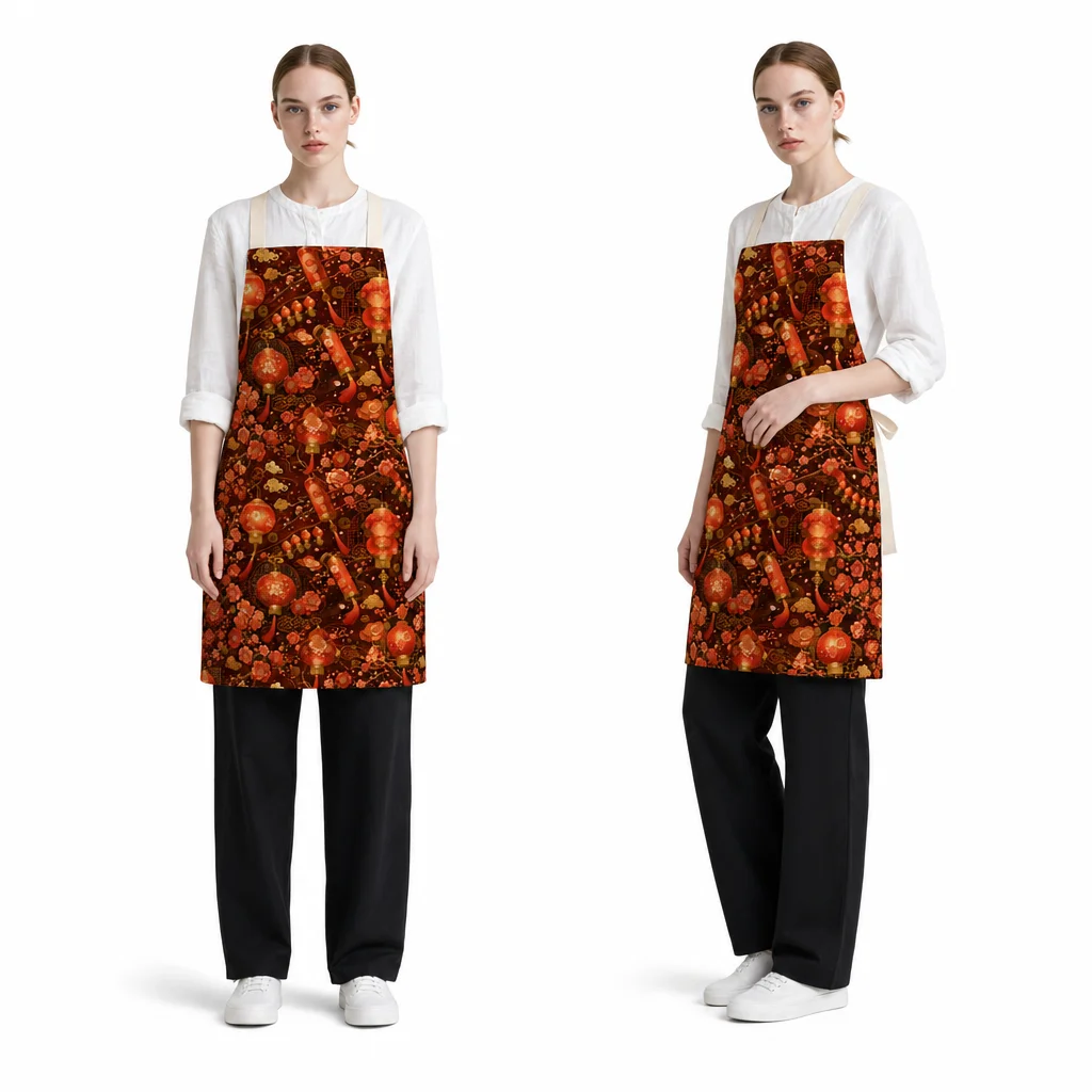 Golden Plum Lantern All-Over Print Apron - worn by model