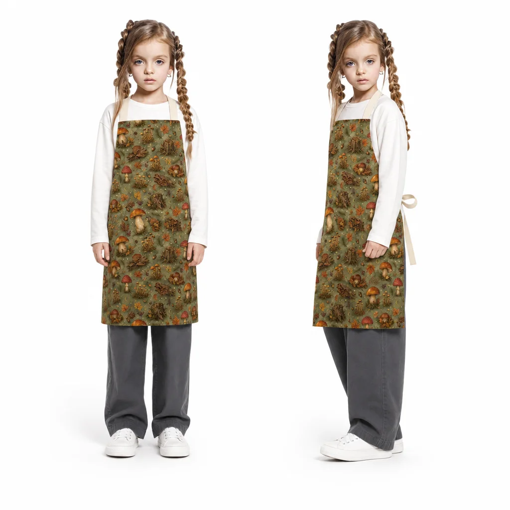 Autumn Mushroom Forest All-Over Print Apron - worn by model