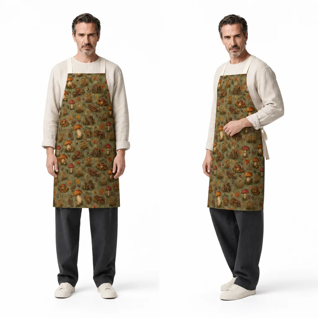 Autumn Mushroom Forest All-Over Print Apron - worn by model