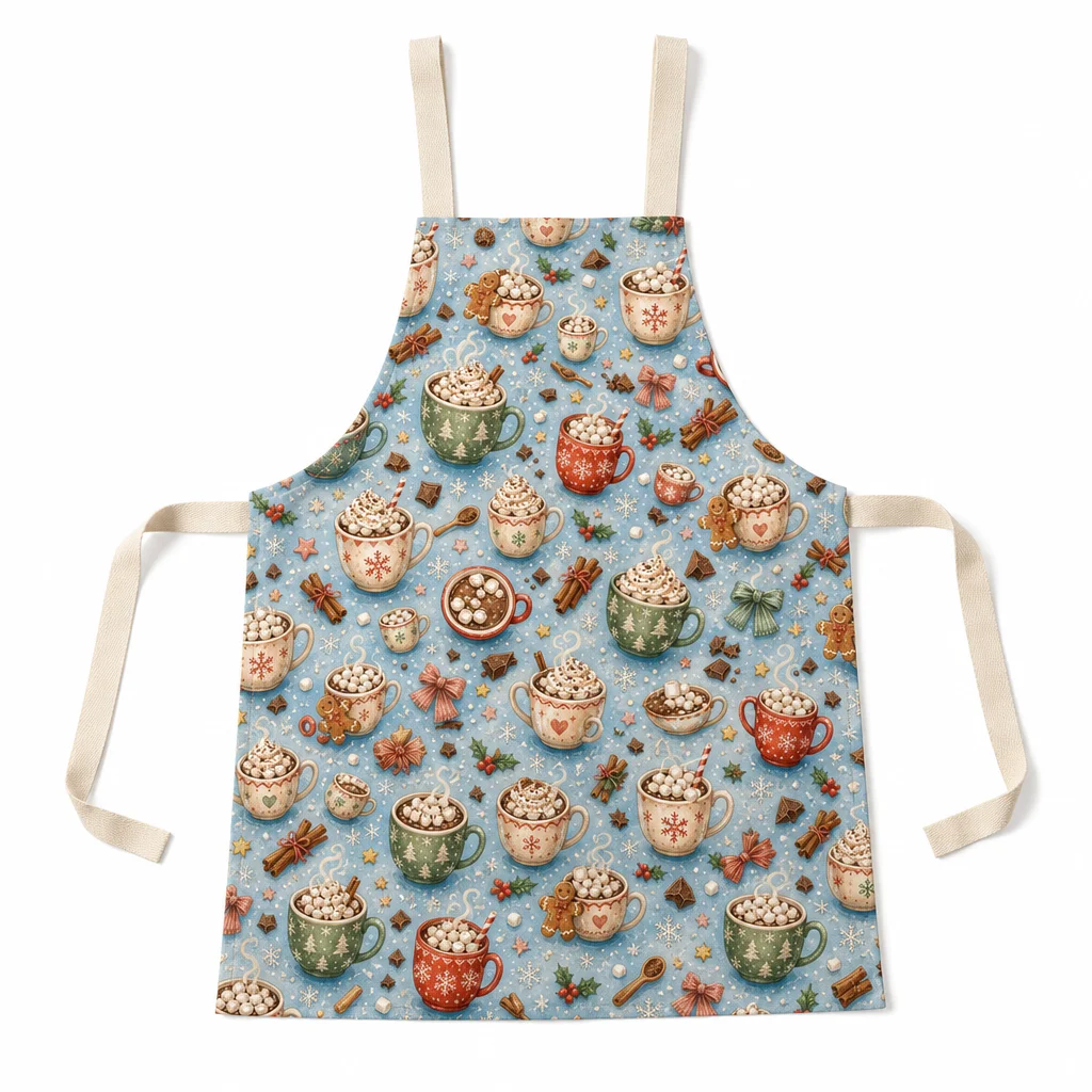 Winter Hot Cocoa All-Over Print Apron - flat lay